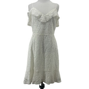 Cupcakes & Cashmere Size 6 Lace Ruffle Dress‎ Ivory White Coquette Sleeveless